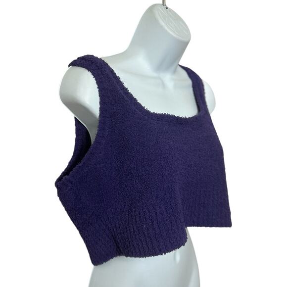 Daily Practice by Anthropologie Snuggle Purple Cropped Top Size XL Soft Fleece - Picture 5 of 8